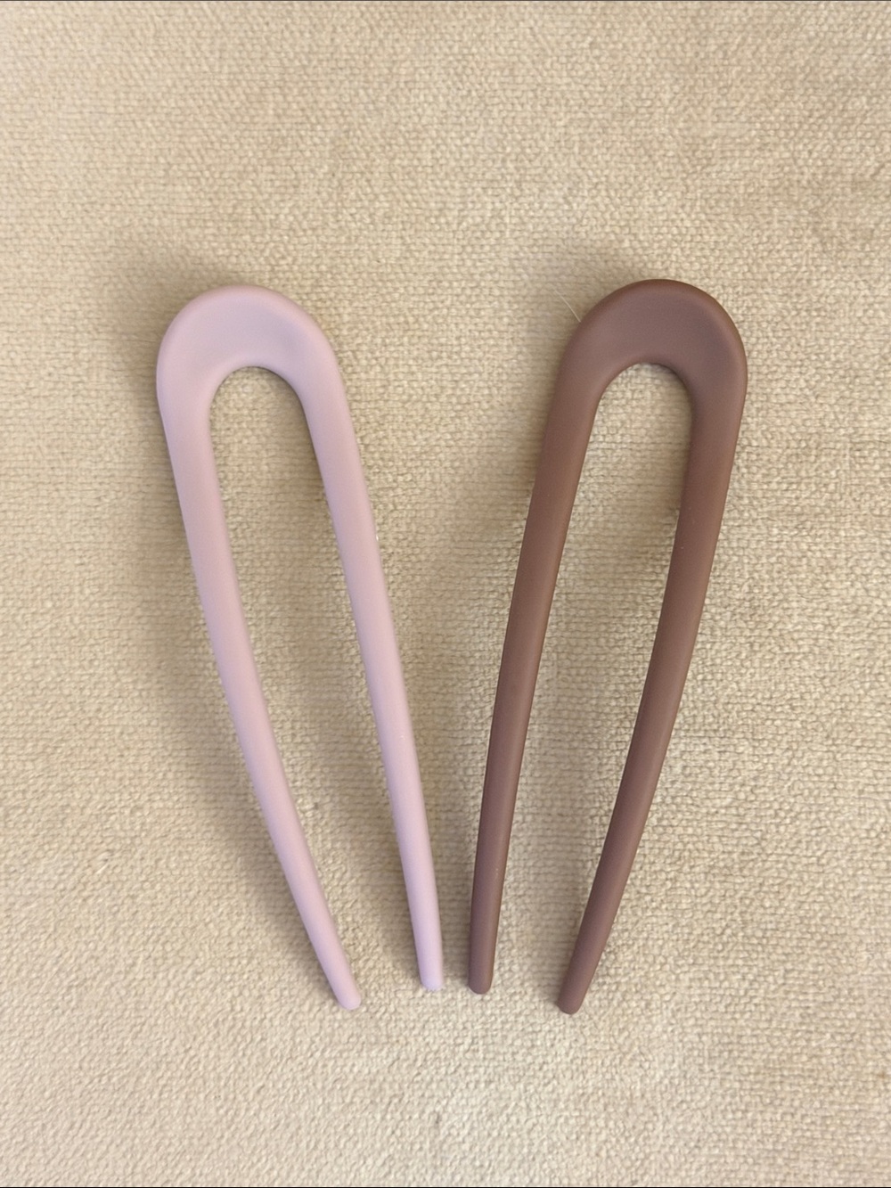 Matte Pink and Brown U-Shape Hair Forks - Women Accessories